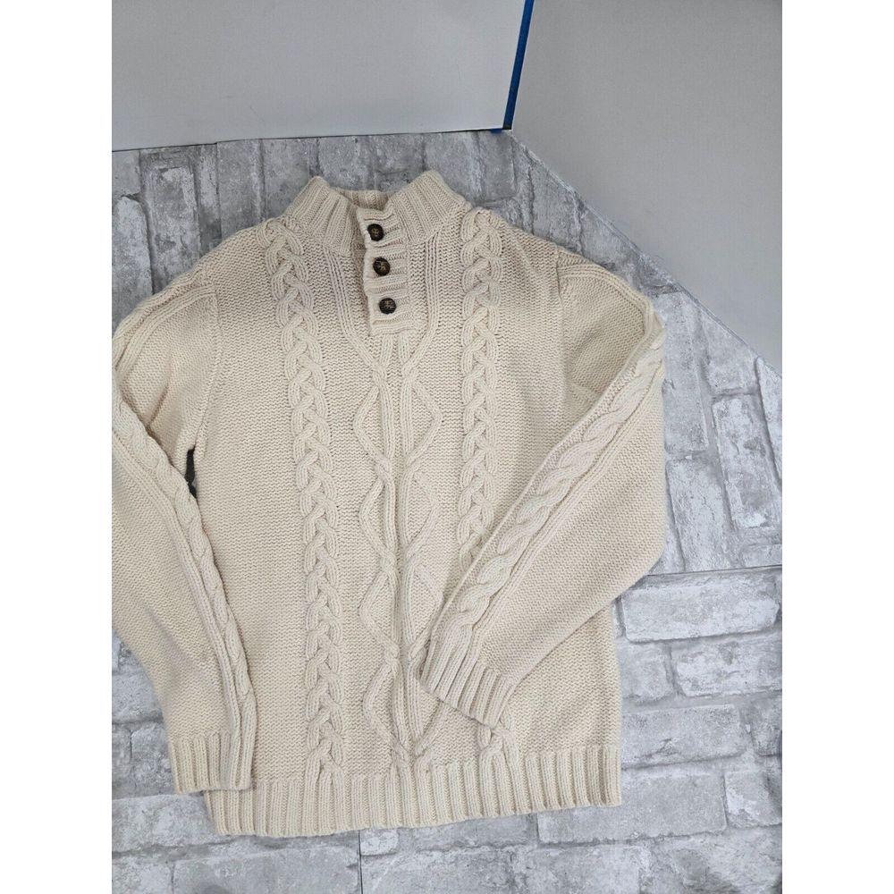 Wool Blend Cable Knit Off White 14/16 Osh Kosh Knit Sweater 1/4 Button